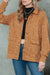 Gray Snap Button Casual Flap Pockets Washed Jacket