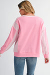 Bonbon Colorblock Patchwork Drop Shoulder Loose Sweatshirt