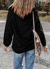 Black Football Graphic Drop Shoulder Game Day Corded Sweatshirt