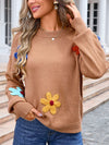 Angel Wings Crochet Flower Round Neck Sweater - Cocoa Yacht Club