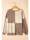 Parchment Colorblock Henley High Low Loose Sweatshirt