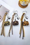Cinnamon Leopard Tiny Bag Pendant Rope Keychain