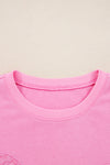 Pink Lace Bow Embroidered Dolman Sleeve Plus Size Sweatshirt