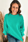 Mint Green Exposed Seam Patchwork Pullover Sweatshirt