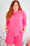 Black Plus Size Textured Hoodie and Shorts Set