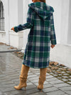 Devine Plaid Long Sleeve Hooded Coat - Cocoa Yacht Club