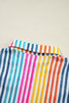 Colorful Striped Patch Pocket Long Sleeve Shirt