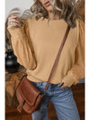  Eyelet Round Neck Long Sleeve Sweatshirt.