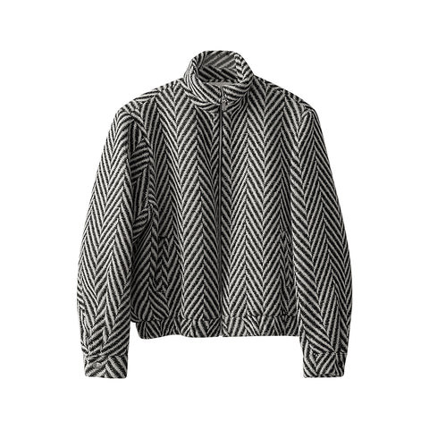 Cocoa Yacht Club Black & White Chevron Wool Jacket