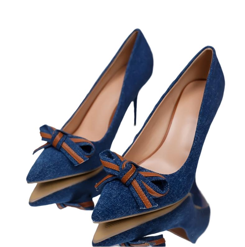 Cocoa Yacht Club Denim Leather Bow Shoes