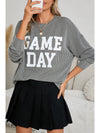 Bluing Corded GAME DAY Graphic Long Sleeve Top