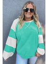 Aruba Blue Colorblock Patchwork Plus Sweatshirt