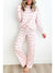 Pink Santa Claus Striped Print Loose Fit Two Piece Loungewear Set