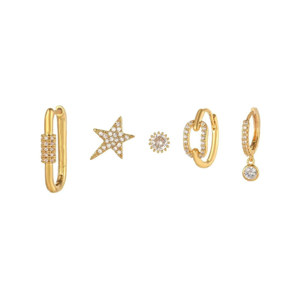 5 Pieces Starry Clasp Earring Set