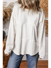 White Solid Color Drop Shoulder Baggy Sweatshirt