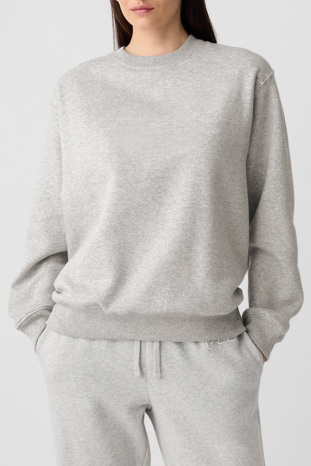 Black Solid Color Drop Shoulder Terry Sweatshirt