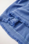 Ashleigh Blue Solid Color Frill Short Sleeve Frayed Hem Plus Top