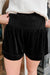 Shorts Black Velvet Smocked High Waist Shorts.