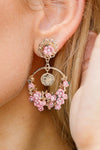 Pink Boho Flower Vintage Drop Earring