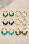 Gold Vintage Turquoise Beaded Hoop Earrings