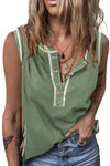 Mist Green Stitching Seam Henley Tank Top