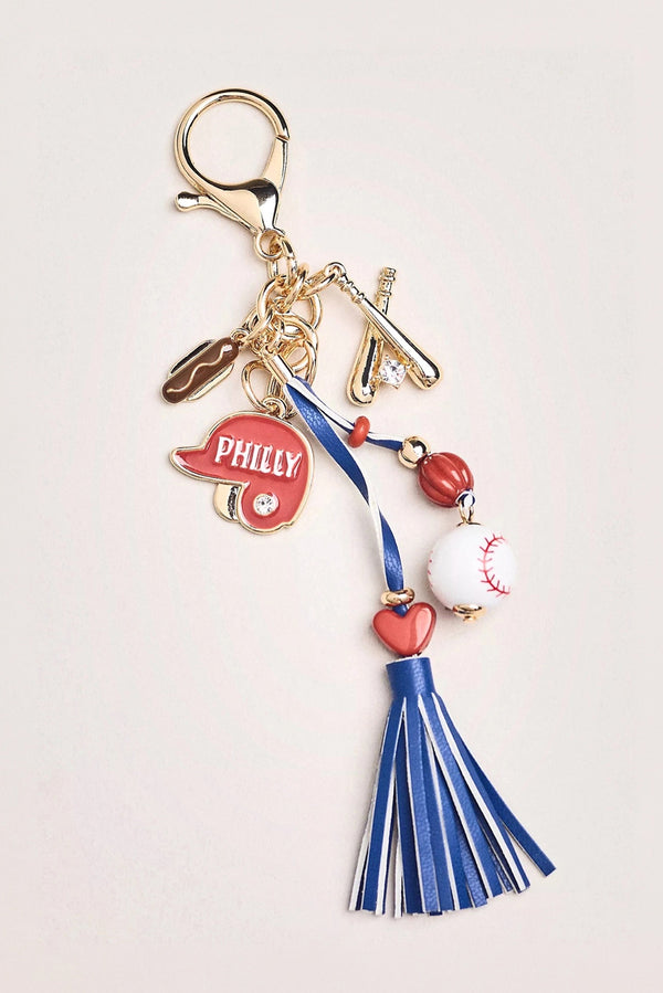 Gold Game Day Baseball Themed Tassel Keychain
