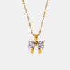 Stainless Steel Inlaid Zircon Bow Necklace - Cocoa Yacht Club