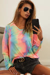 BiBi Tie Dye French TerryLong Sleeve Knit Top