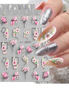 Pale Chestnut 5D Embossed Flower Nail Art Sticker