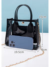 Black PVC PU Leather Chain Strap Clear Shoulder Bag