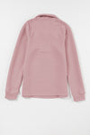 Peach Blossom Ribbed Texture Quarter Zip Sweatshirt