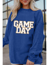 Dark Blue GAME DAY Glitter Detail Graphic Drop Shoulder Sweatshirt