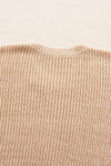 Light French Beige Contrast 3/4 Sleeve Crew Neck Sweater