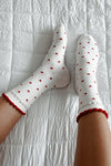 White Frill Heart Pattern Cotton Socks