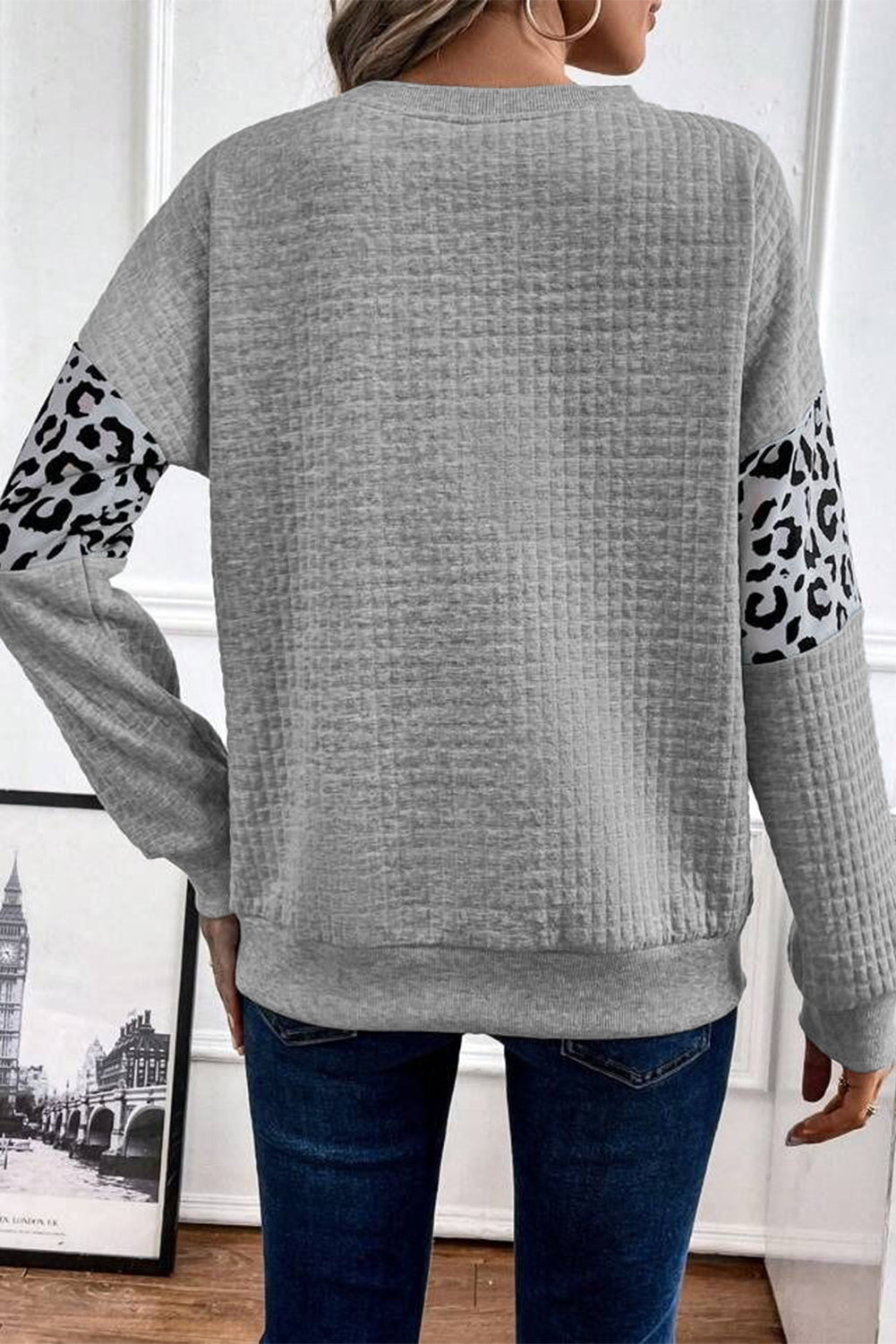 Parchment Leopard Quilted Patchwork Pullover Sweatshirt