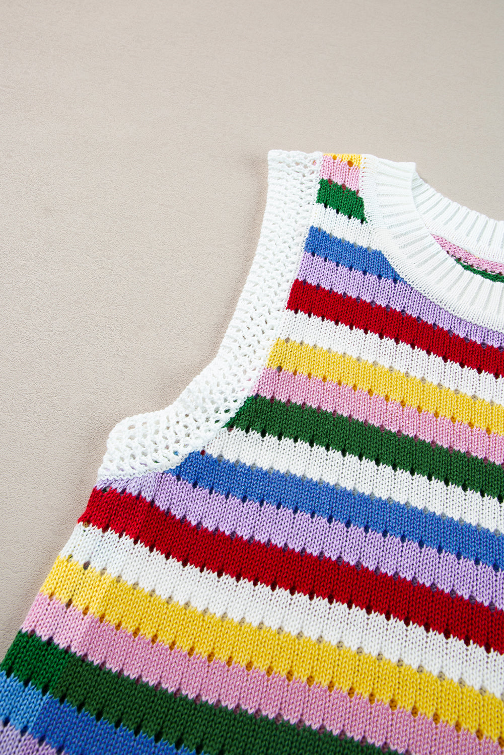 Multicolour Striped Cutout Knit Tank Top