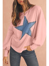 Apricot Studded Star Graphic Oversized Top