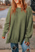 Green Plain Drop Shoulder Ribbed Trim Oversized Sweatshirt