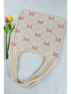 Beige Sweet Bowknot Print Textured Knitting Strap Shoulder Bag