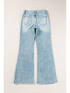 Dusk Blue Acid Wash Flared Leg Jeans