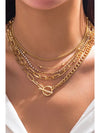 Gold 5pcs Layered Rhinestone Chain Collarbone Necklace Set