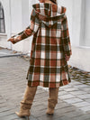 Devine Plaid Long Sleeve Hooded Coat - Cocoa Yacht Club