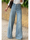 Dusk Blue Acid Wash Flared Leg Jeans