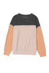 Black Ribbed Color Block Long Sleeve Top