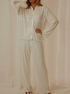  Collared Neck Long Sleeve Top and Pants Lounge Set.