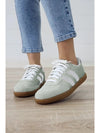 Beau Blue Striped Lace Up Flat Sneakers