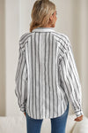 Black Stripe Chest Pocket Buttoned Oversized Shirt