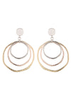 Silver 3-color Concentric Rings Dangle Earrings