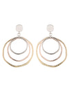 Silver 3-color Concentric Rings Dangle Earrings