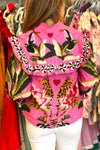 Rose Leopard Print Tropical Ruffle Blouse